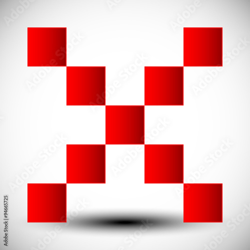 Red cross sign, X letter, X shape.