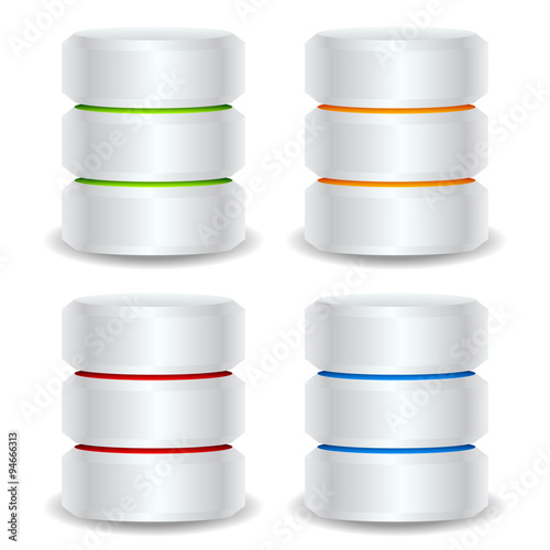 Metallic cylinders. Hard disk drive, HDD, server, hosting, datab