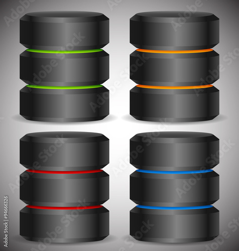 Metallic cylinders. Hard disk drive, HDD, server, hosting, datab
