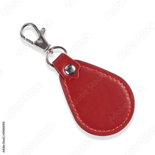 Leather Round Keychain with clip lock for Key Isolated on White