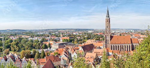 Panoramic aerial view of Landshut with St. Martin Church, Bavaria, Germany photo