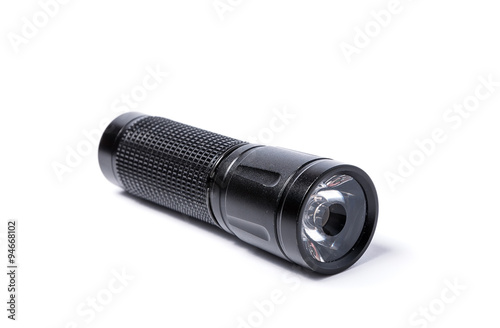 Close up shot flashlight on isolate white background