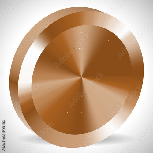 Bronze blank 3d metallic coin with conical / gradient mesh fill