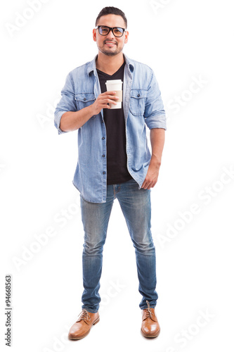 Hipster guy drinking some coffe