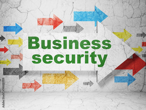 Security concept  arrow with Business Security on grunge wall background