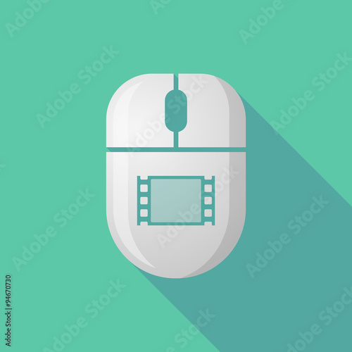 Wireless long shadow mouse icon with a film photogram