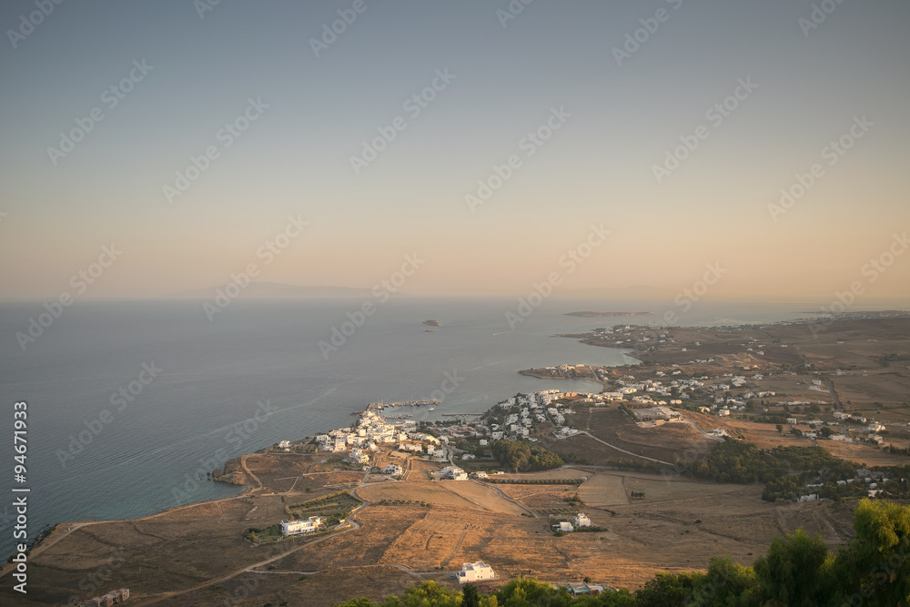 Paros island in Greece. View from top of a high mountain.
