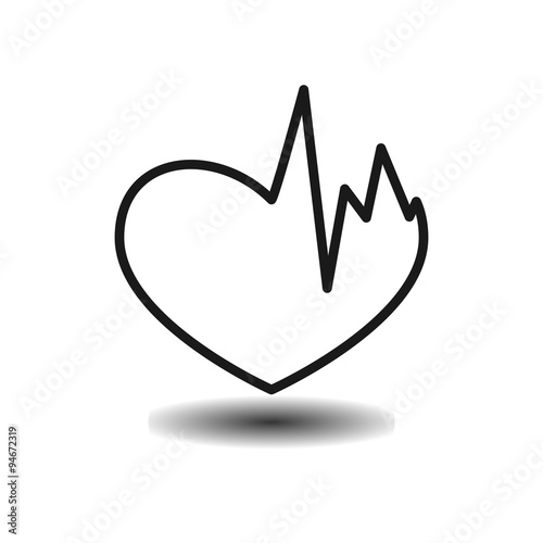 Broken heart, heart problems monochrome flat icon