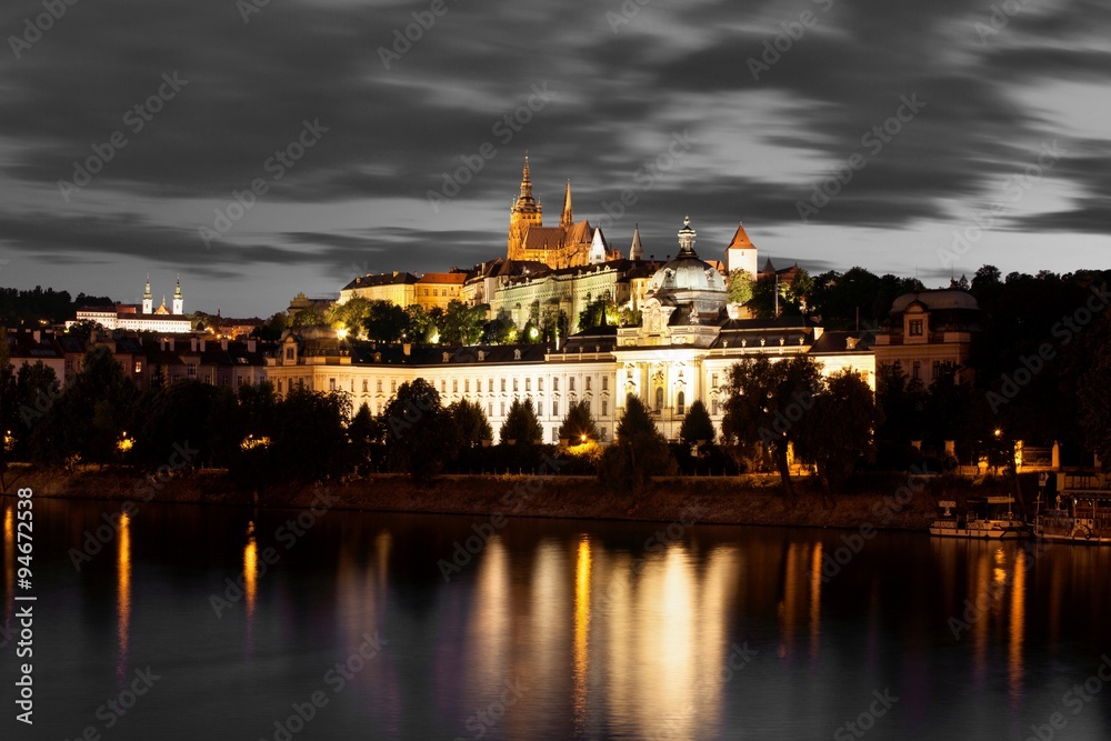 Prague in Czech Republic. View of Prague Castle (Hradcany) and the Cathedral. - obrazy, fototapety, plakaty 