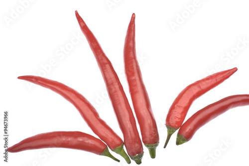Red Hot chili peppers isolated on white background