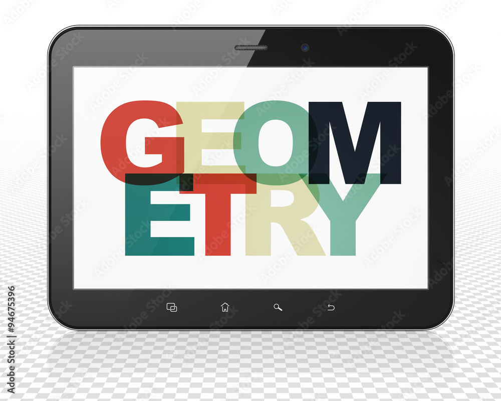 Studying concept: Tablet Pc Computer with Geometry on  display