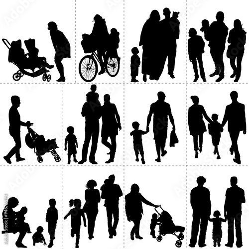 Silhouettes : couples, familles, parents, enfants
