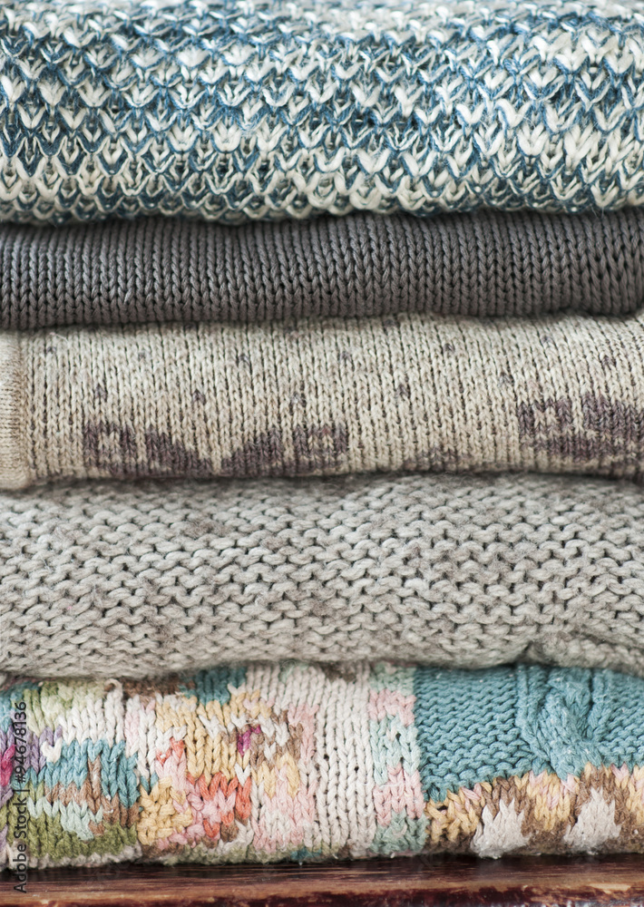 knitted sweaters stacked knitted sweaters stacked