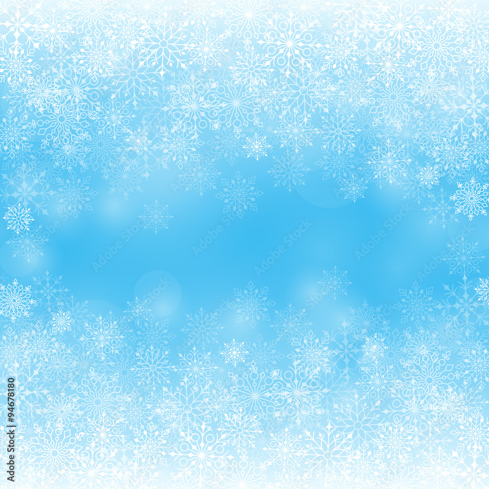 Winter Snow Background with Different Snowflakes. Vector Illustration
