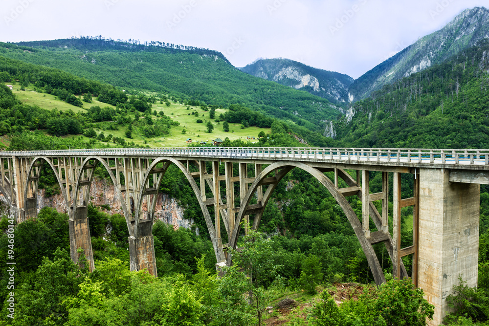 Mountain landscape, Montenegro. Durdevica Tara arc bridge Mountain landscape, Montenegro. Durdevica Tara arc bridge