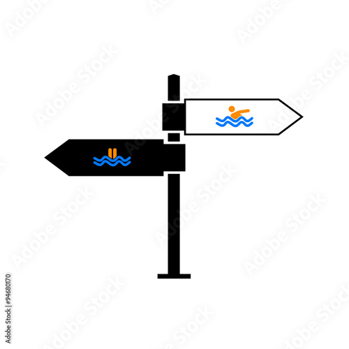 swimming icon on signboard vector