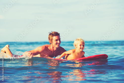Obraz na płótnie Father and Son Surfing
