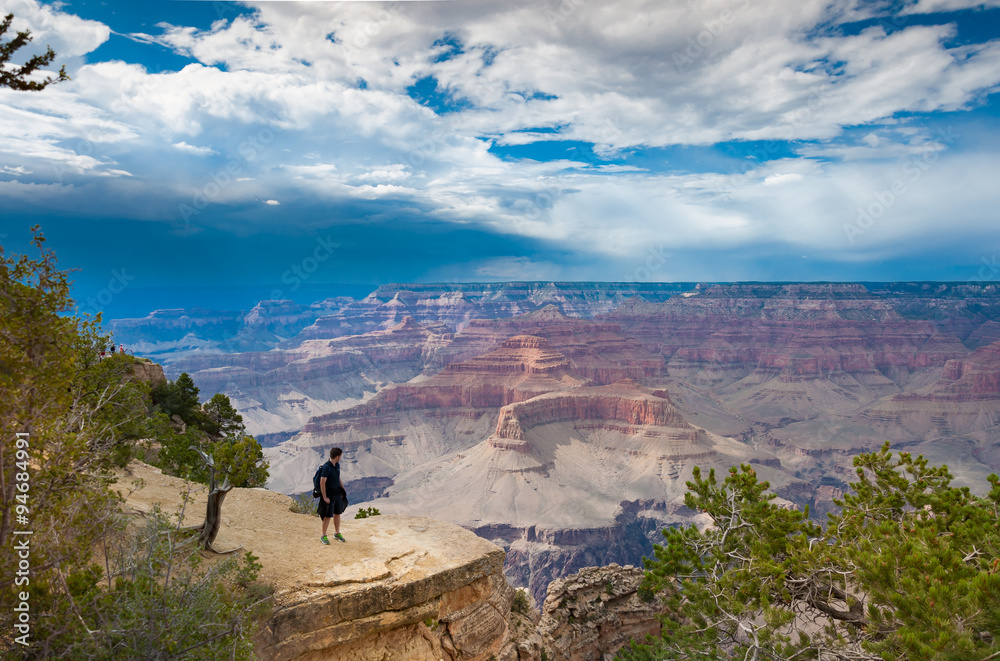 Man Standing on the Rim of Grand Canyon