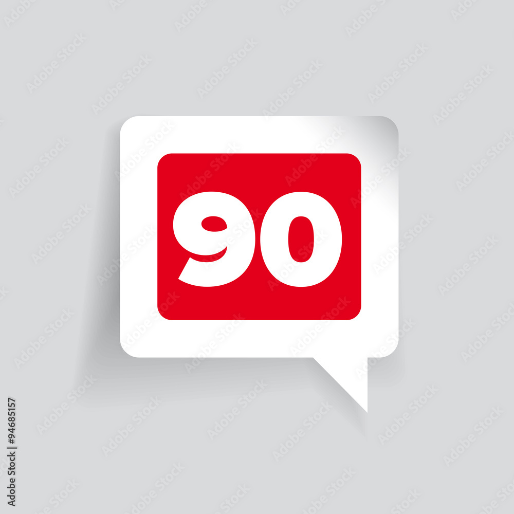 Number ninety vector label red Number ninety vector label red