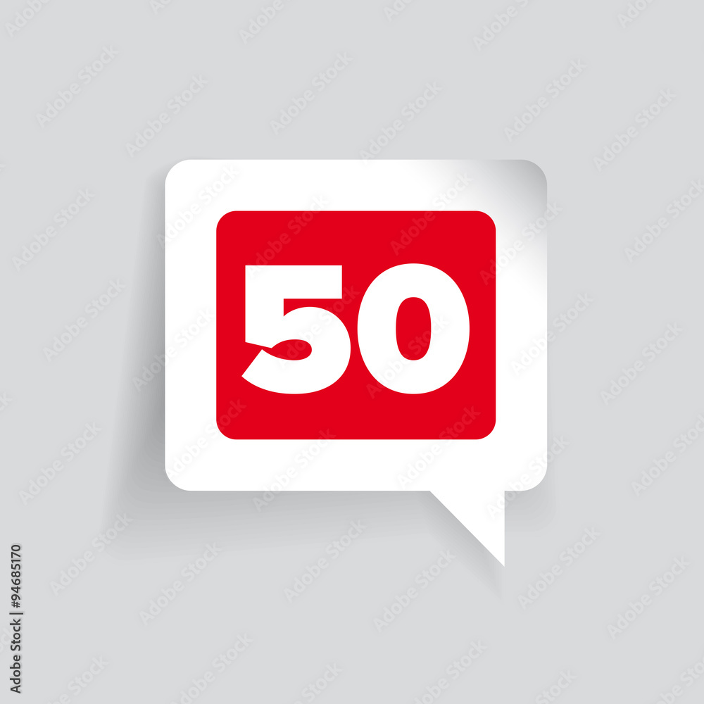 Number fifty vector label red Number fifty vector label red