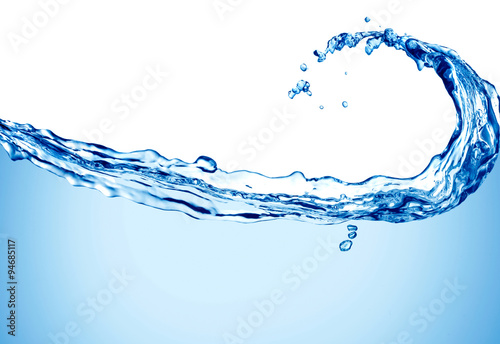 Water wave over white background