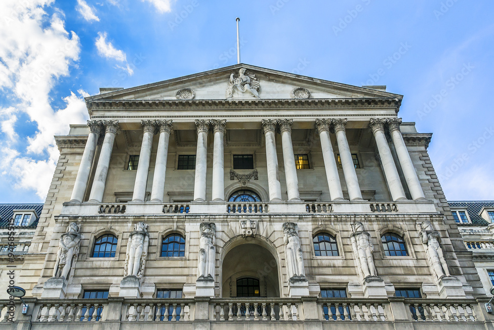 Historical building of the Bank of England, London, UK.