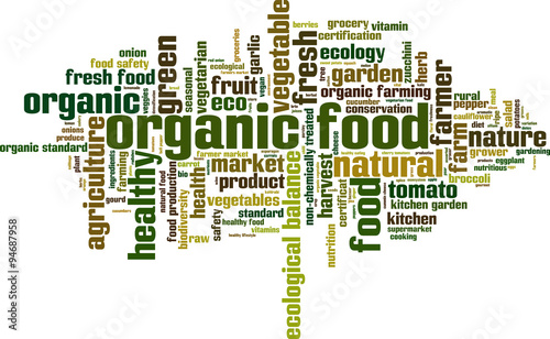 Organic food word cloud concept. Vector illustration