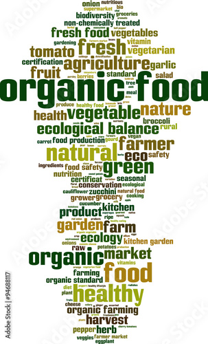 Organic food word cloud concept. Vector illustration
