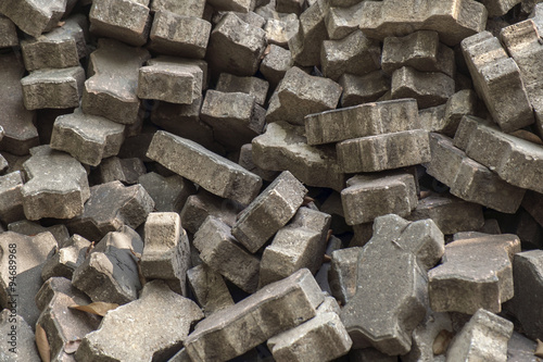 Fototapeta Naklejka Na Ścianę i Meble -  Pile of brick/Close up of pile of brick on the road.