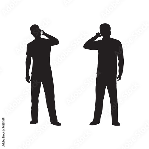 Silhouette of the person with phone.