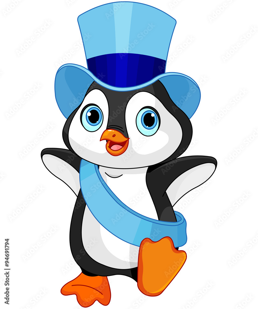 Obraz premium New Year baby penguin