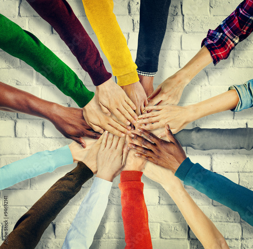 Billede på lærred Group of Human Hands Holding Together Concept