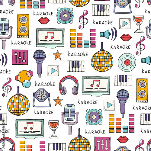 Vector seamless pattern on the theme of karaoke