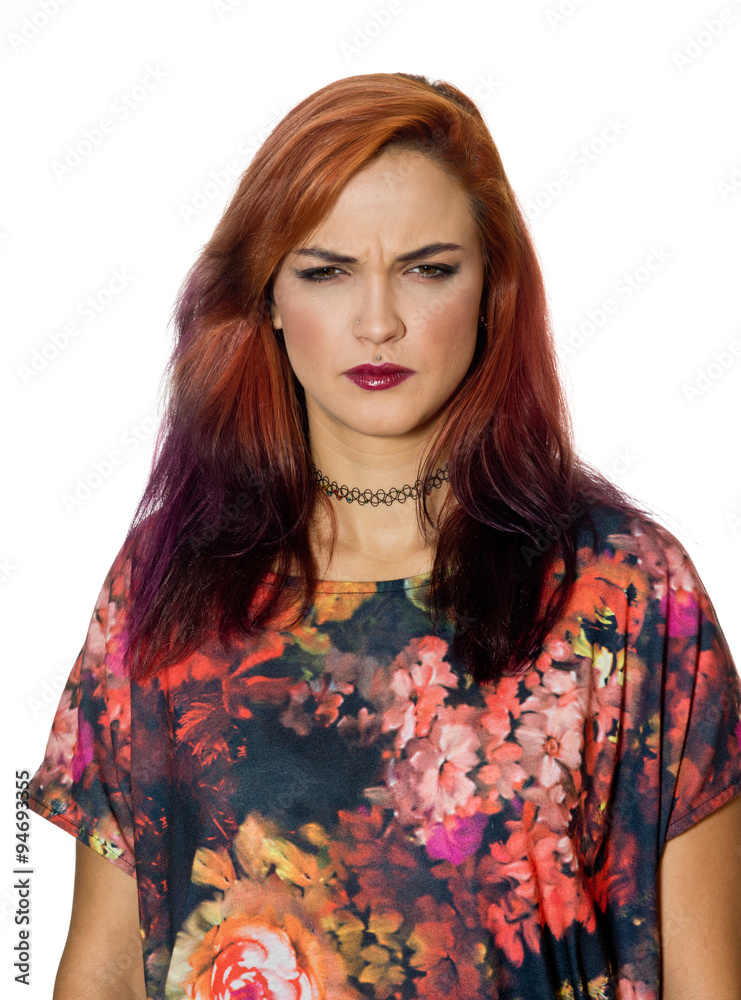 attractive girl with piercing making expression attractive girl with piercing making expression