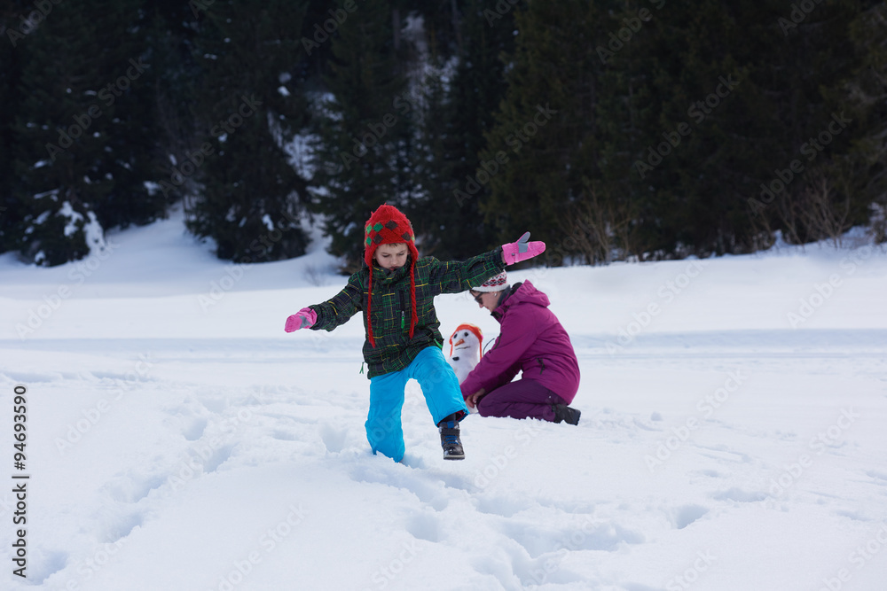 happy family building snowman happy family building snowman