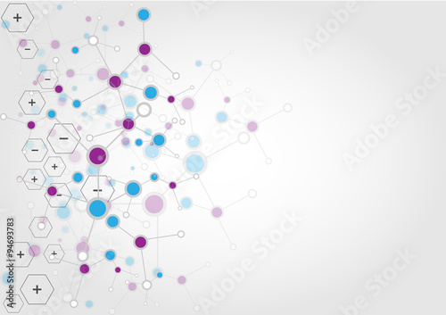 abstract connection with hexagon background.illustration vector