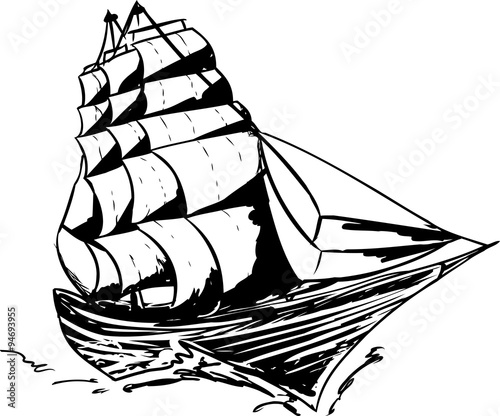 Outlined Clipper Ship