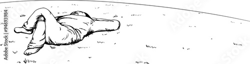 Outlined Man Napping on Hill