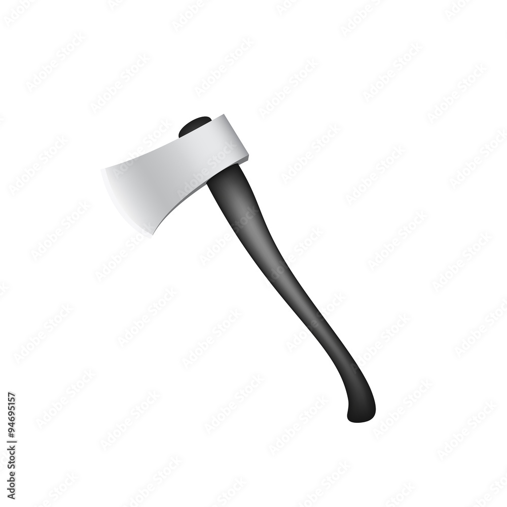 Old axe with wooden handle in black design Old axe with wooden handle in black design