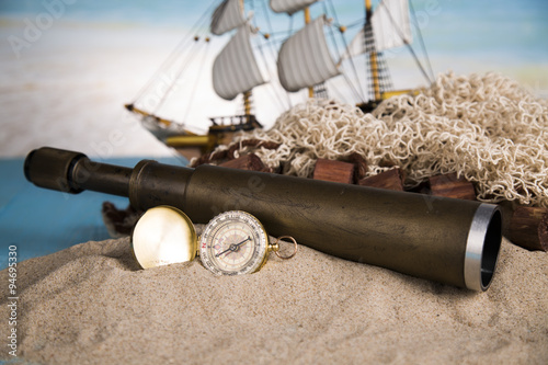 Holiday by the sea, gull, lantern, ship
 photo