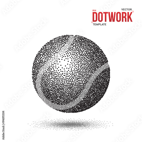 Dotwork Tennis Sport Ball Vector Icon made in Halftone Style