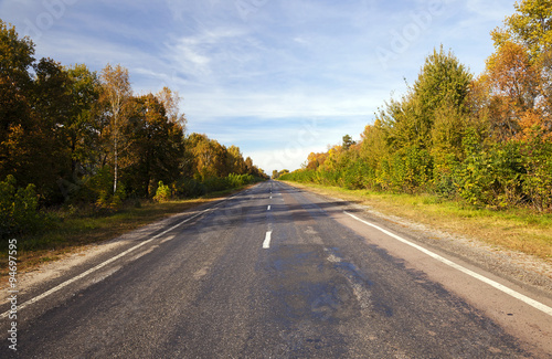 paved road in autumn 