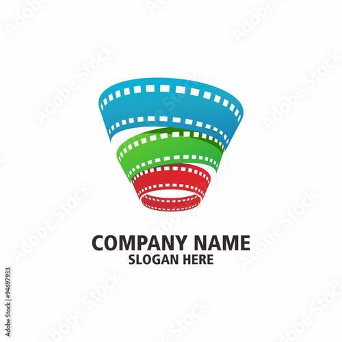 tornado hurricane Initial V film strip logo icon abstract