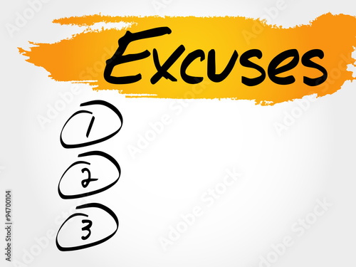 Excuses blank list, business concept