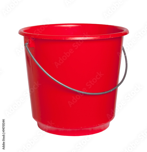 Single red bucket isolated