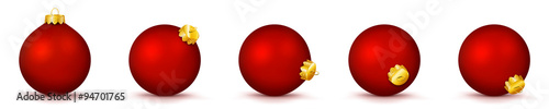 Obraz na płótnie Vektor Weihnachtskugeln in rot - verschiedenen Perspektiven - Isoliert auf weißem Hintergrund - Jede Kugel ist gruppiert und mit weißer Hintergrund-Ebene - Set, Sammlung, Kollektion, Gruppierung w salonie