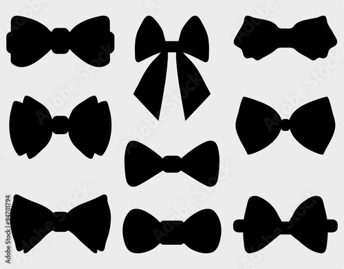 Black silhouettes of bow ties, vector