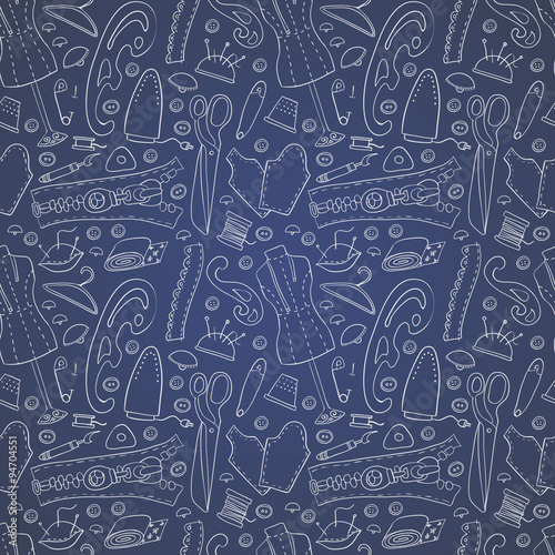 Seanless pattern with sewing equipment.