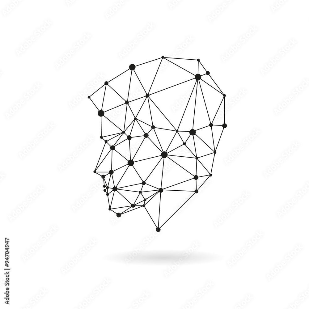 Geometric face design silhouette. Black line vector illustration