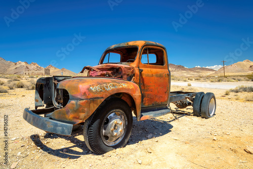Old farm truck left in the desert
